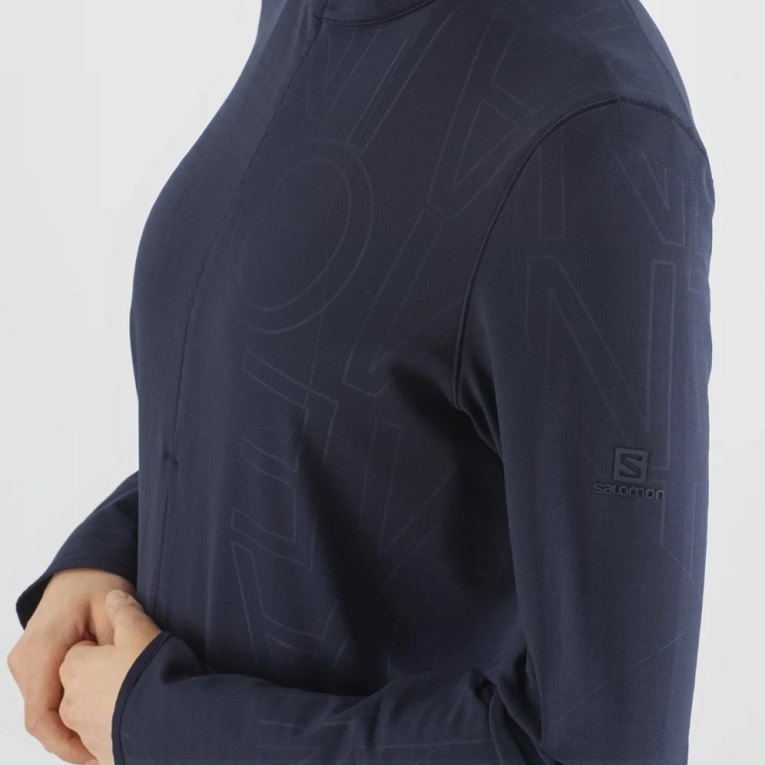 Chaquetas Salomon Essential Lightwarm Half Zip Mujer Azul Marino | MX CEKI163